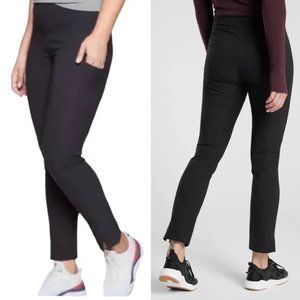 Athleta Wander Slim Skinny Fit Ankle Pants Split Hem Leggings Black 2